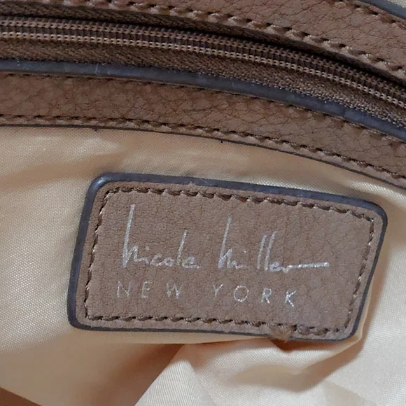 Nicole Miller Taupe Zip Accent Double Handl Shoulder Bag - Picture 4 of 9